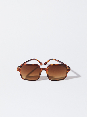 Quadratische Sonnenbrille, Braun, hi-res