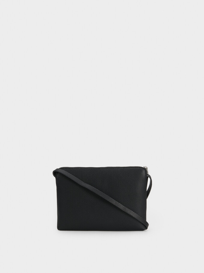 Shoulder Bag With Outer Pocket, Black, hi-res