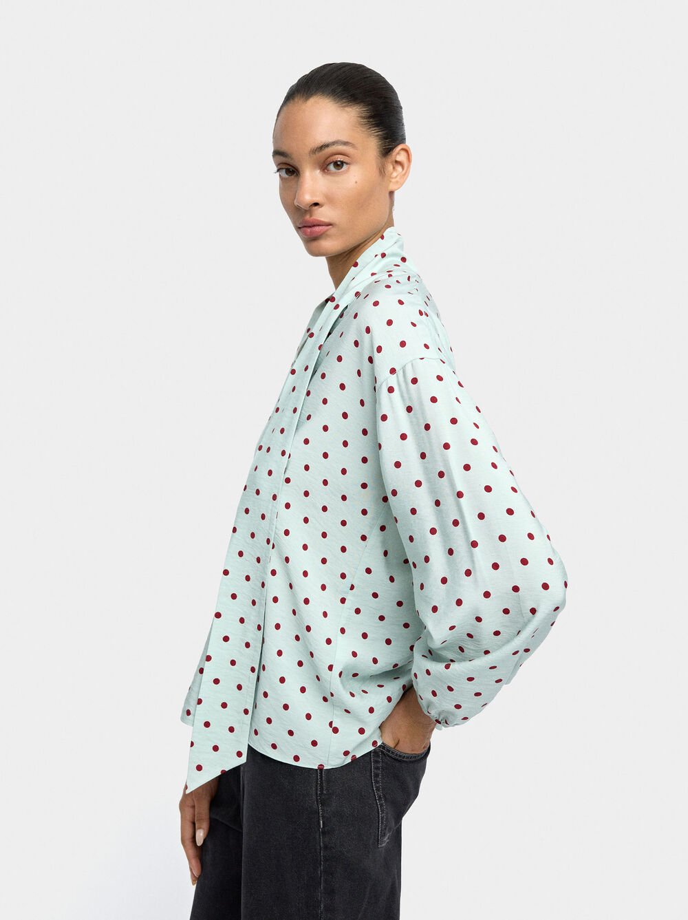 Polka dot patterned shirt