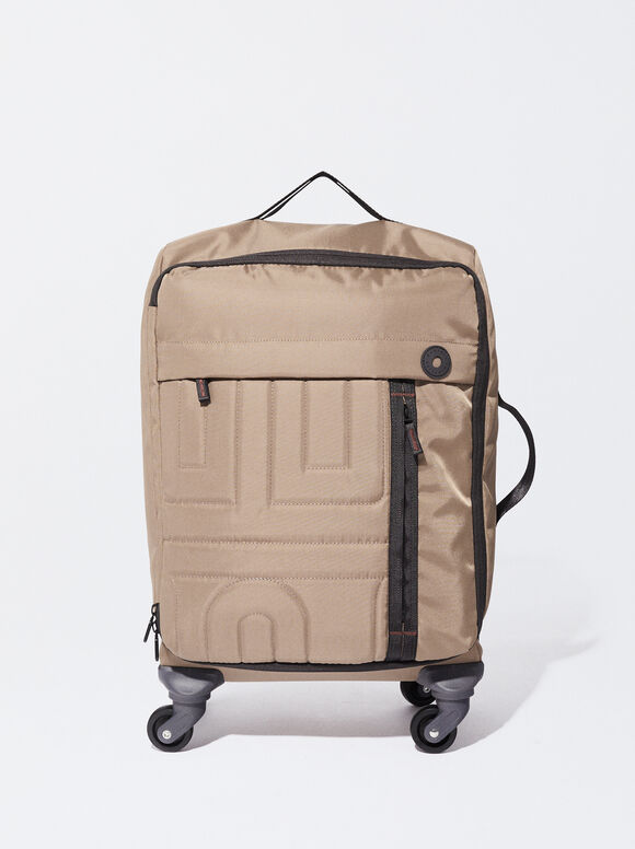 Nylon Suitcase, Brown, hi-res