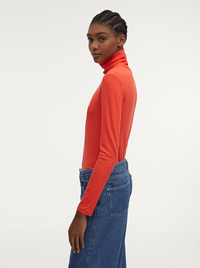 High Neck Sweater, Red, hi-res
