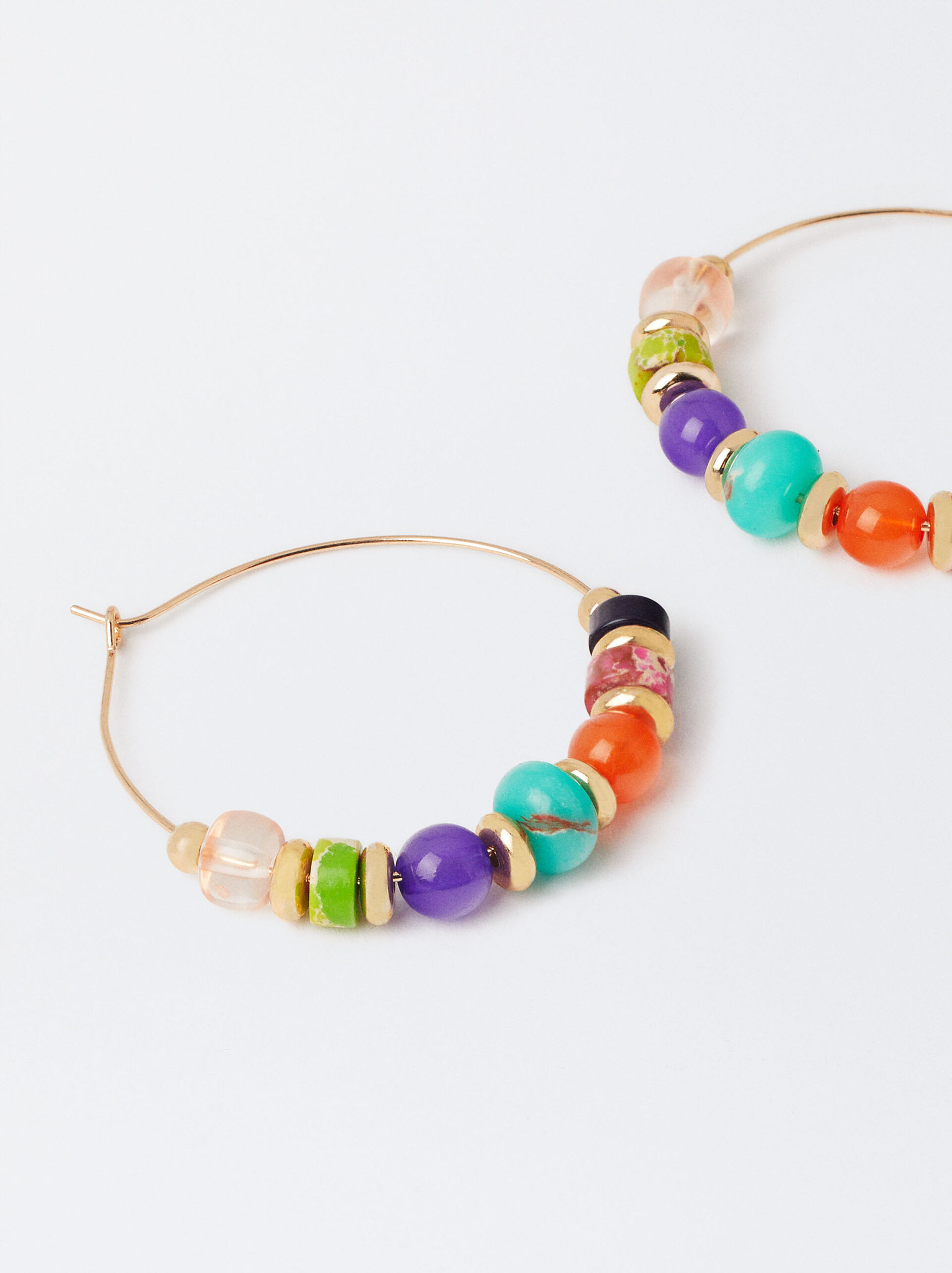 Multicoloured Hoop Earrings With Stones image number 1.0