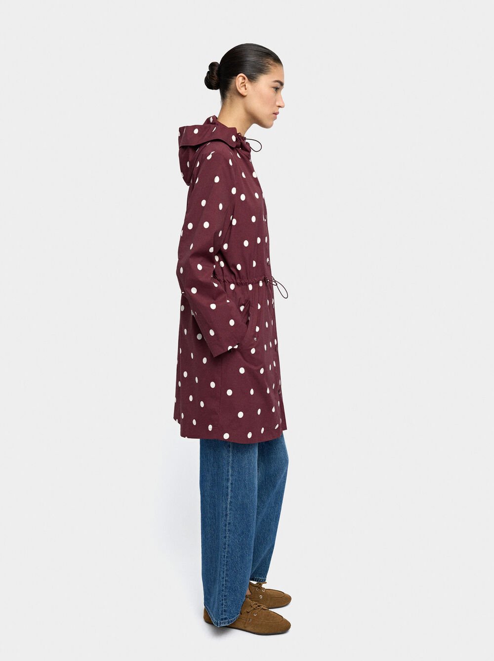 Polka dot parka with hood