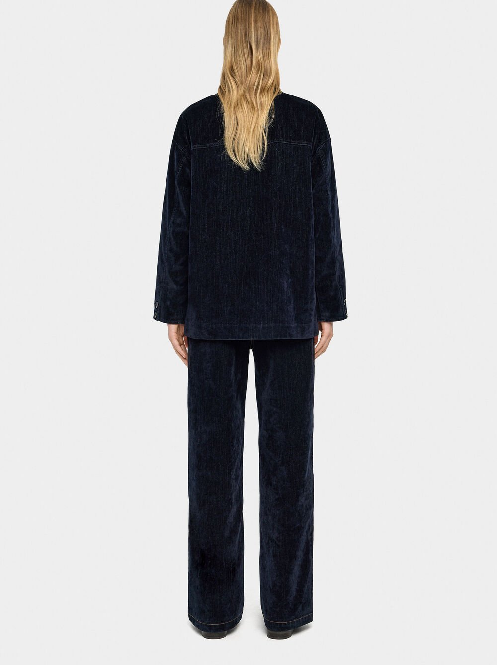 Denim jacket with velvet effect