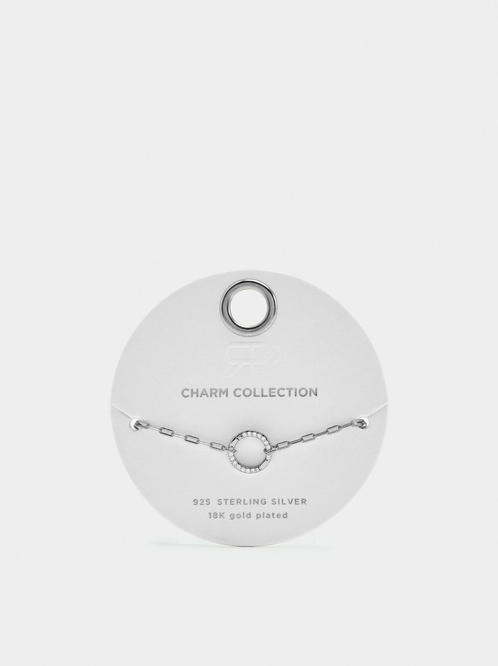 Pendant link bracelet with zirconias - 925 sterling silver