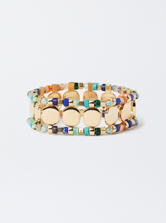Golden Elastic Bracelet, Multicolor, hi-res