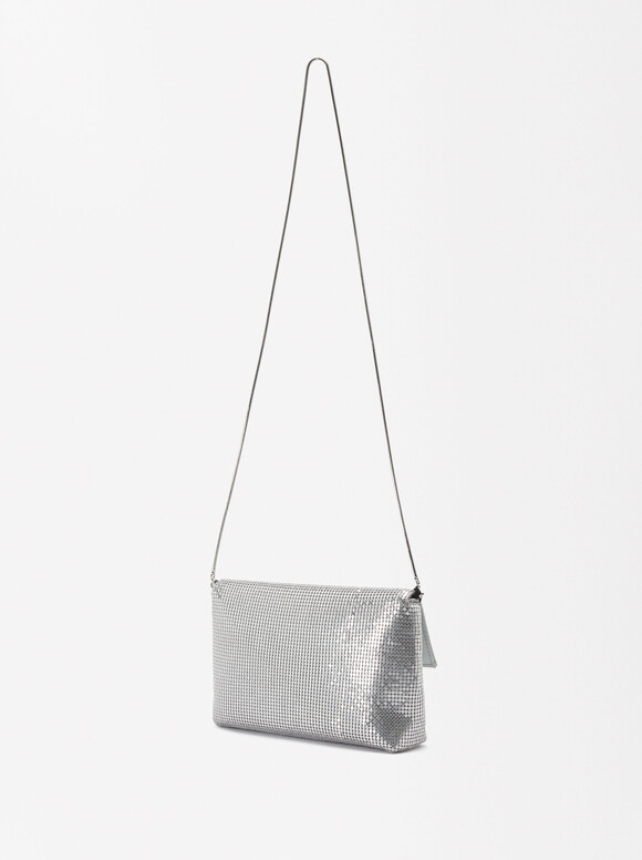 Mesh Fabric Party Bag, Silver, hi-res