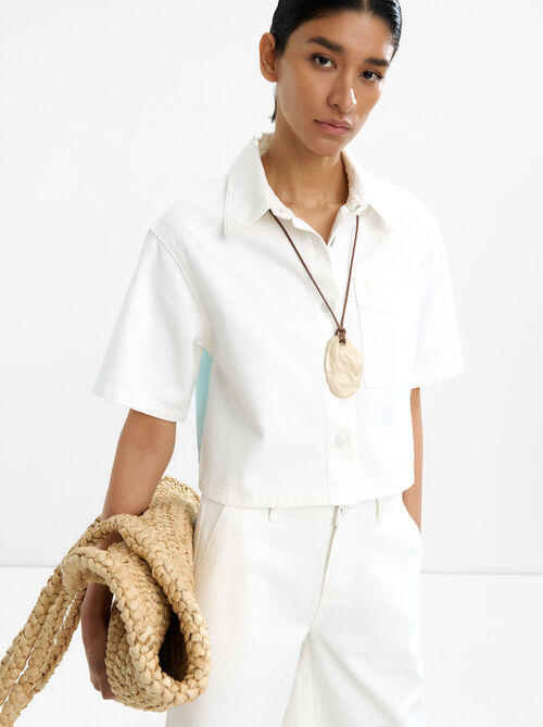 100% cotton shirt with palm print