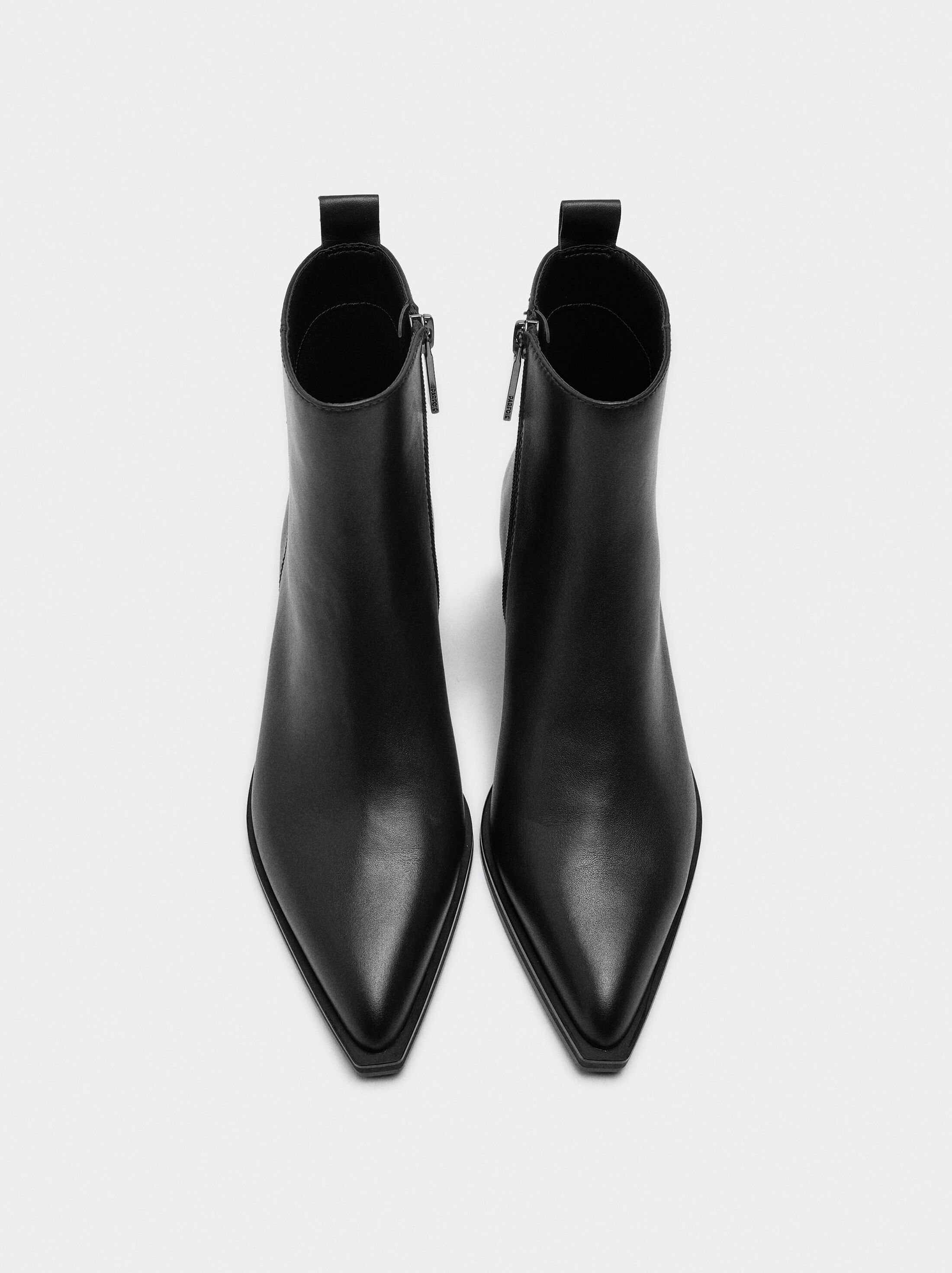 Leather ankle boots with wide heel image number 0.0