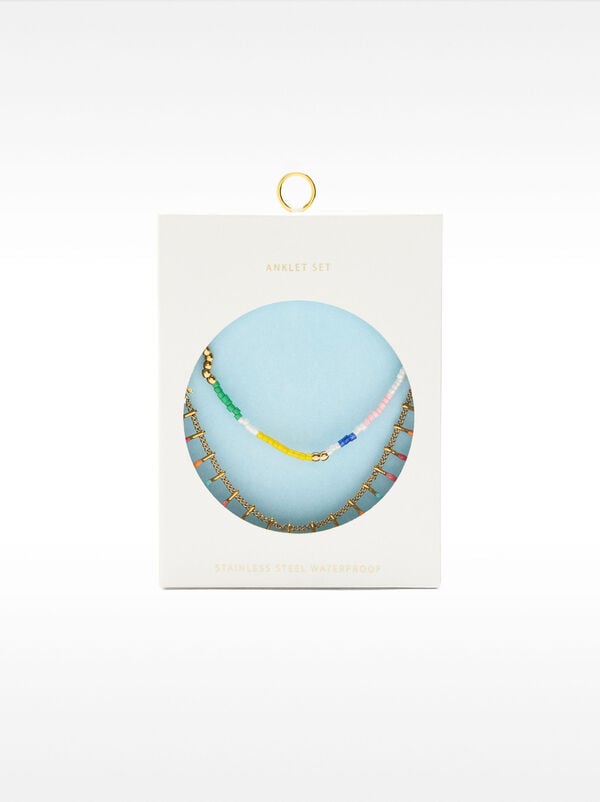 Enamelled anklet set – stainless steel