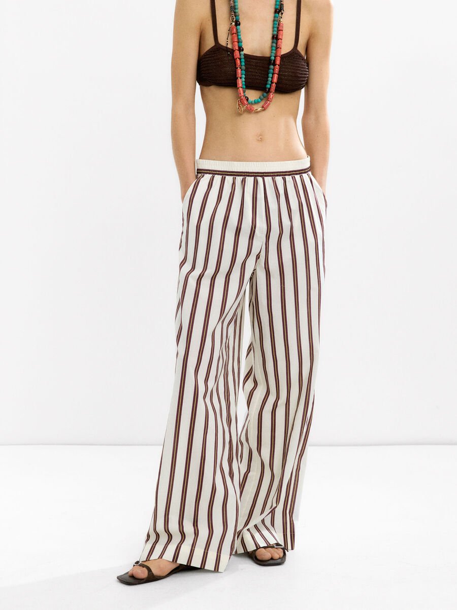 Striped 100% cotton trousers