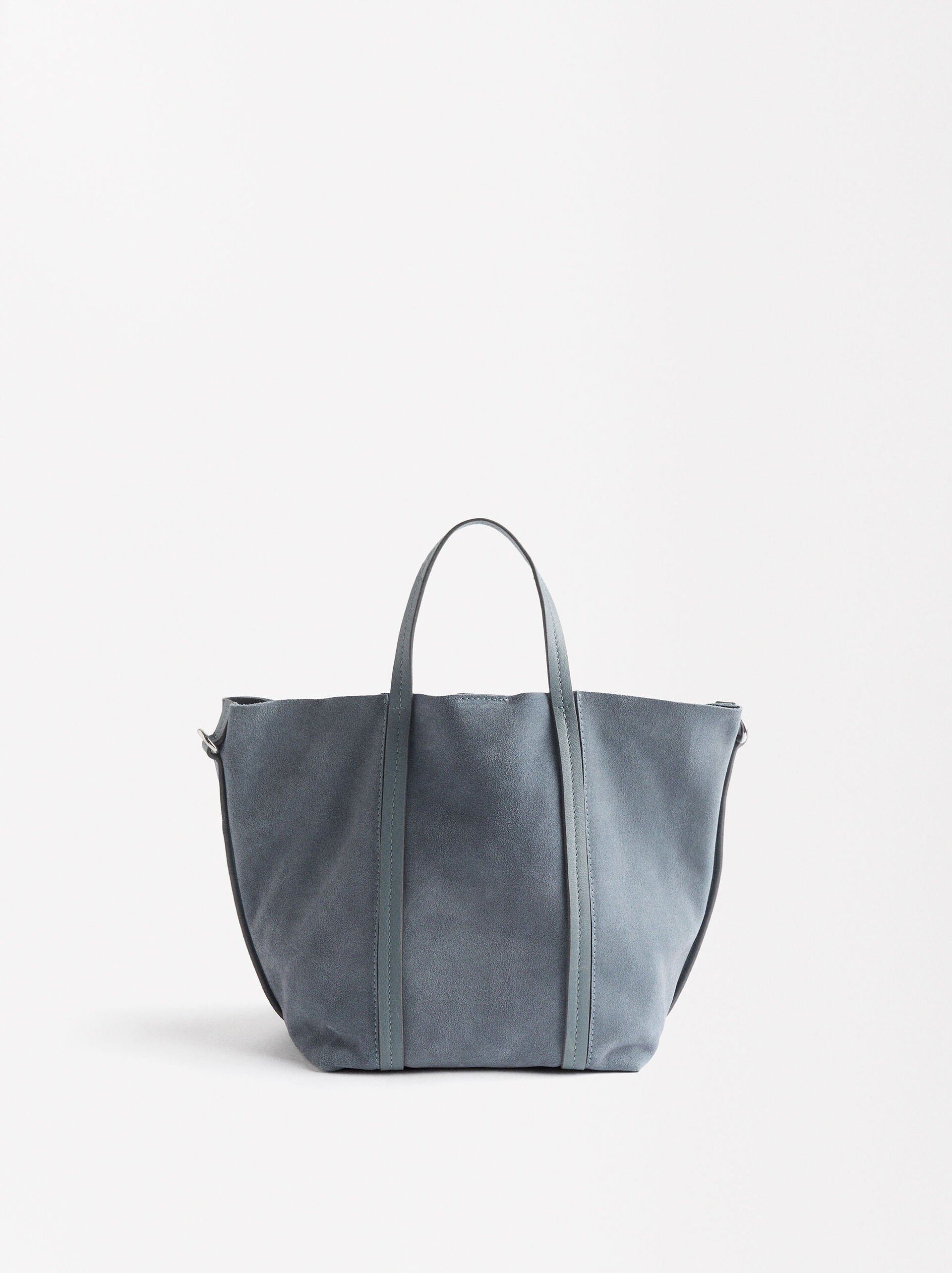 Leather tote bag with removable pouch image number 0.0