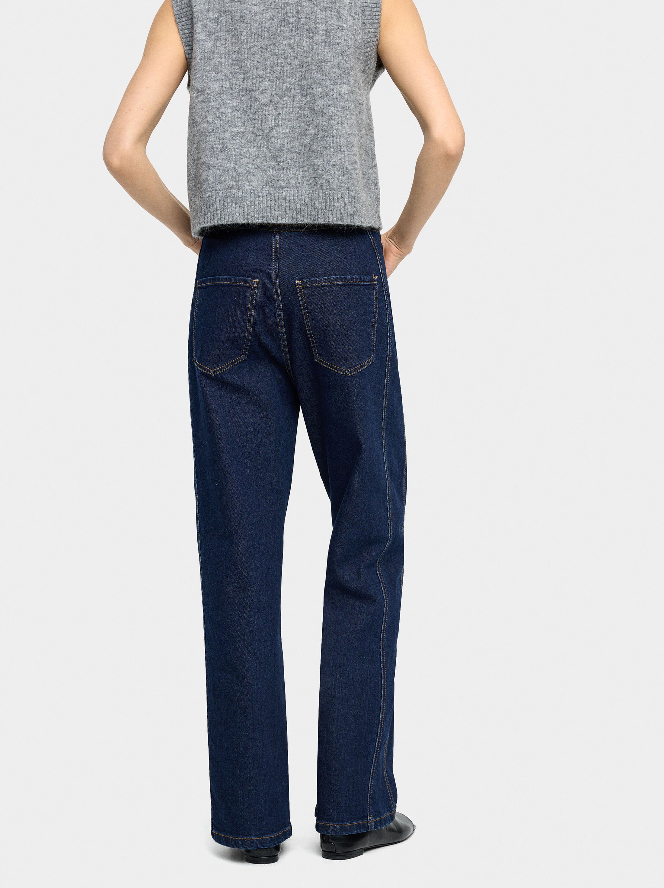 Denim trousers with overlap closure image number 3.0