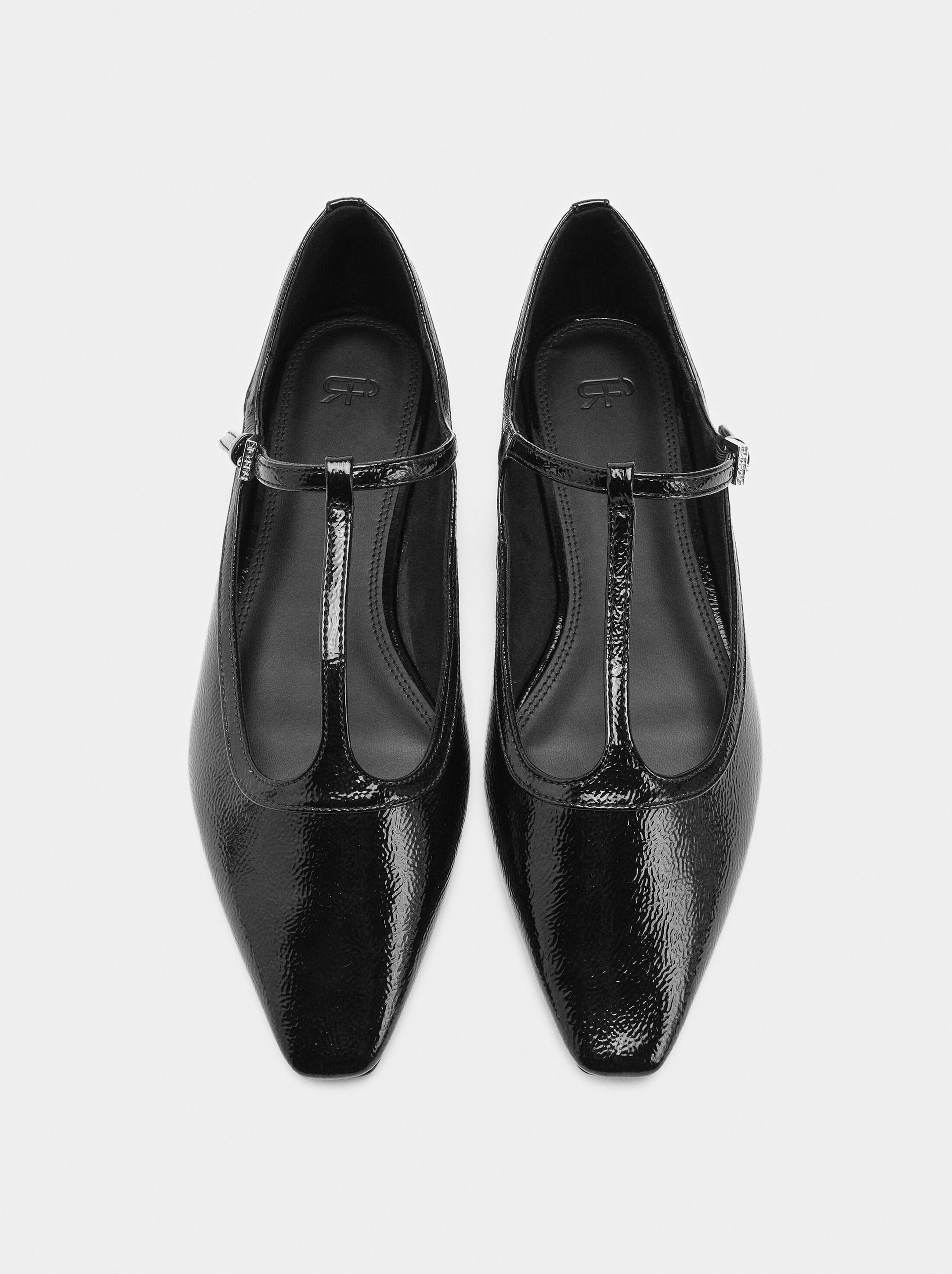 Patent T-bar ballerina flats image number 0.0