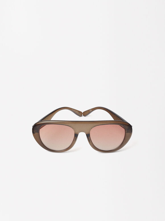 Oval Sunglasses, Khaki, hi-res