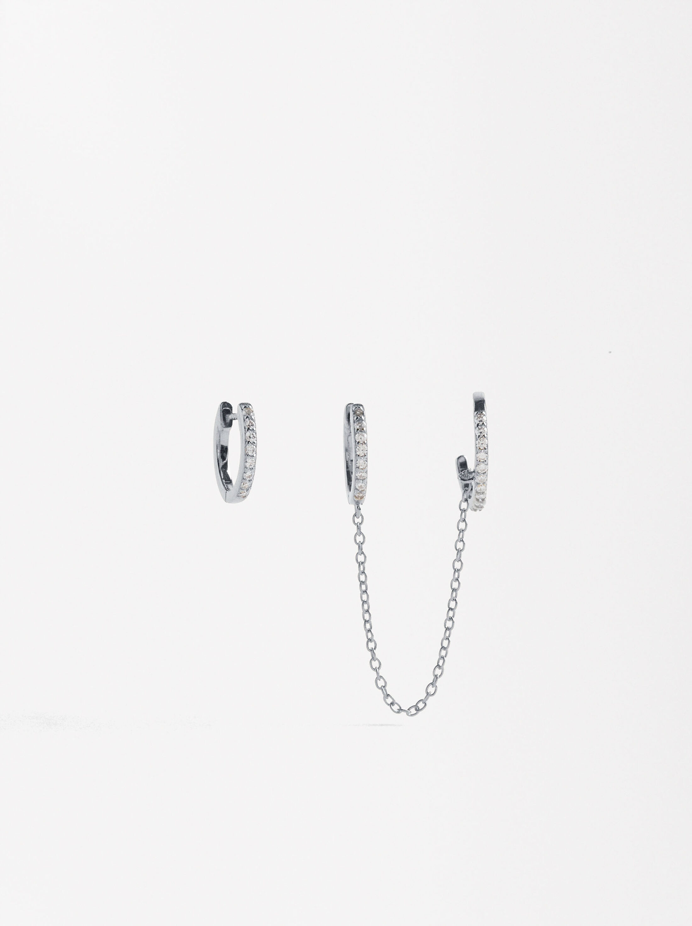 Pendientes earjacket con circonias - plata de ley 925 image number 0.0