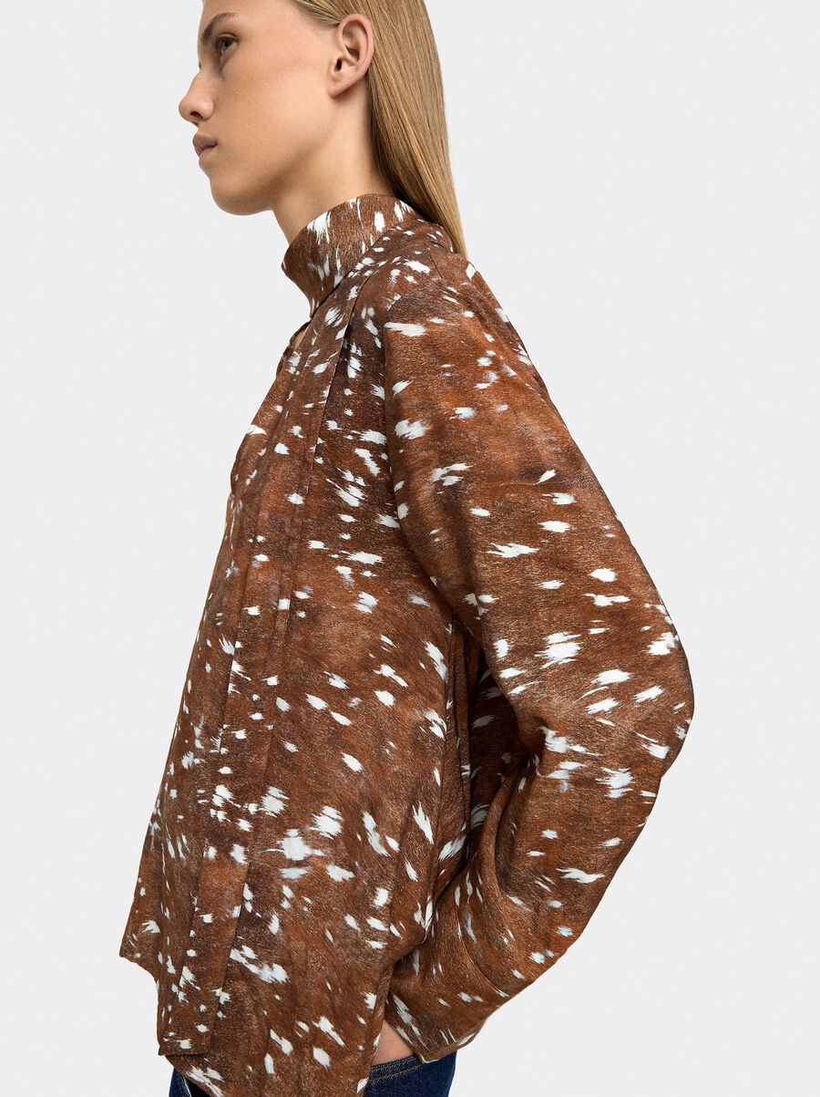Long-sleeve animal print blouse