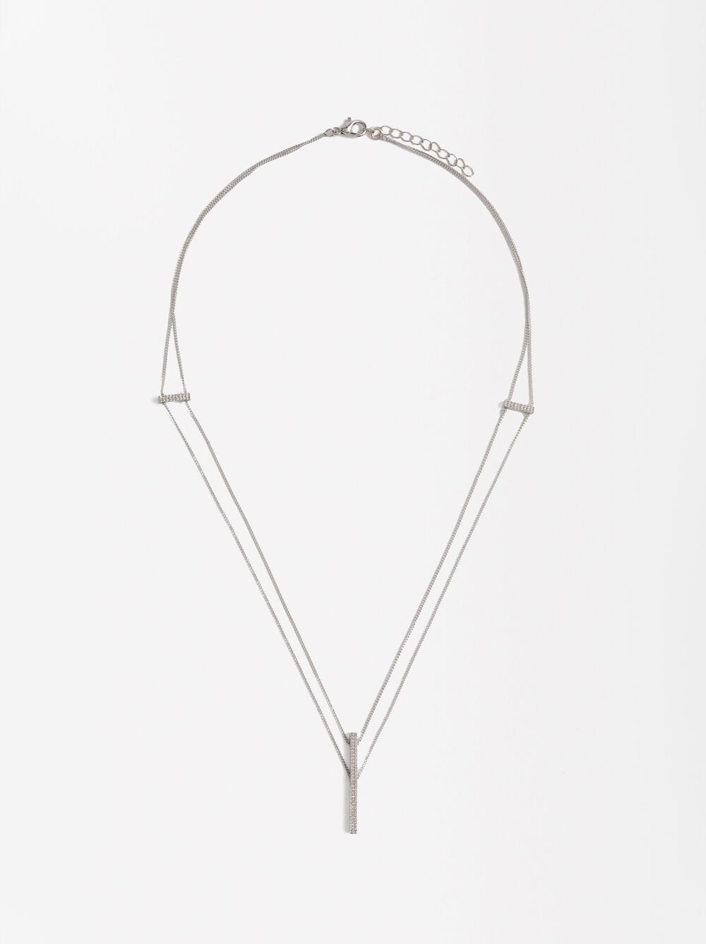 Double necklace with zirconia pendants