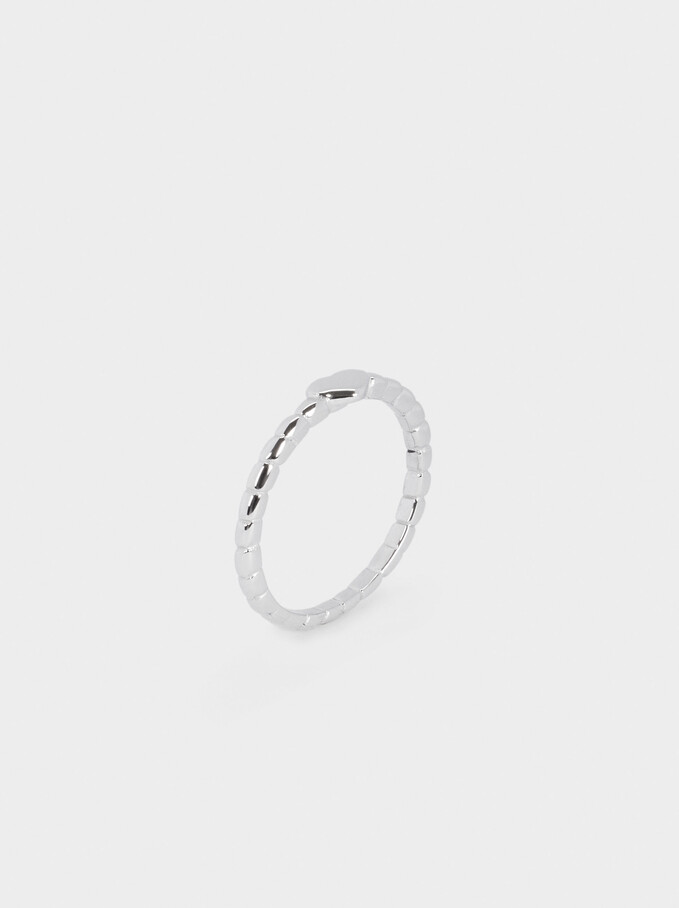 Stainless Steel Ring With Heart, Silver, hi-res