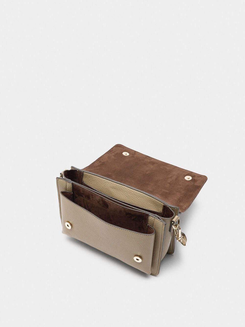 Crossbody bag with flap and leather details