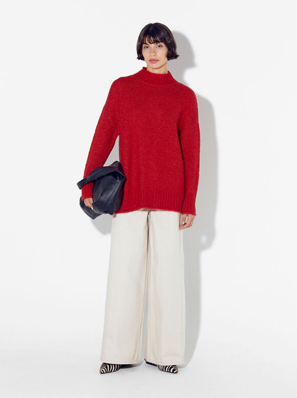 Online Exclusive - Knit Sweater With Wool, Red, hi-res