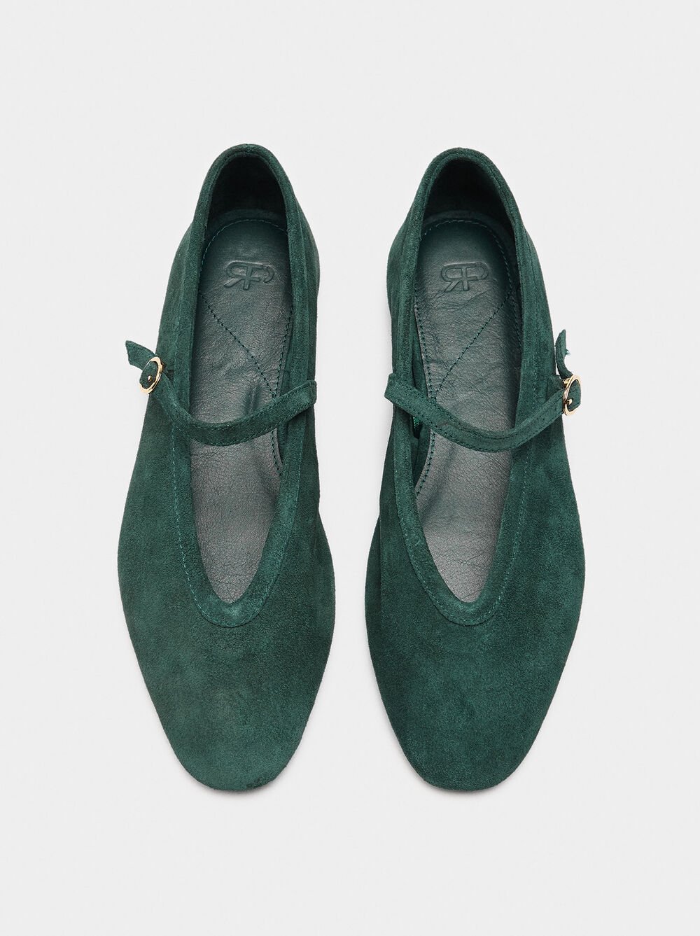 Leather ballet flats with strap and buckle