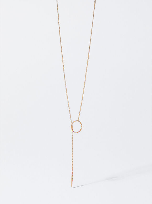 Necklace With Zirconia, Multicolor, hi-res