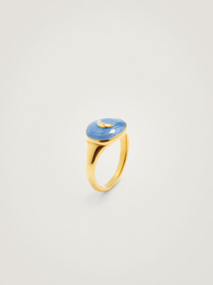 Enamel Stainless Steel Ring, Blue, hi-res