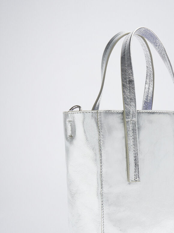 Metallic Leather Bag Silver - Woman - Shoppers parfois.com