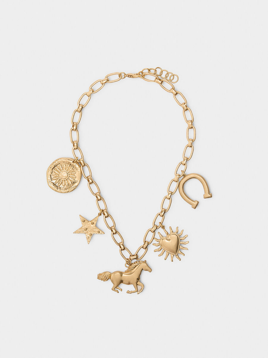 Short necklace of links with horse pendant