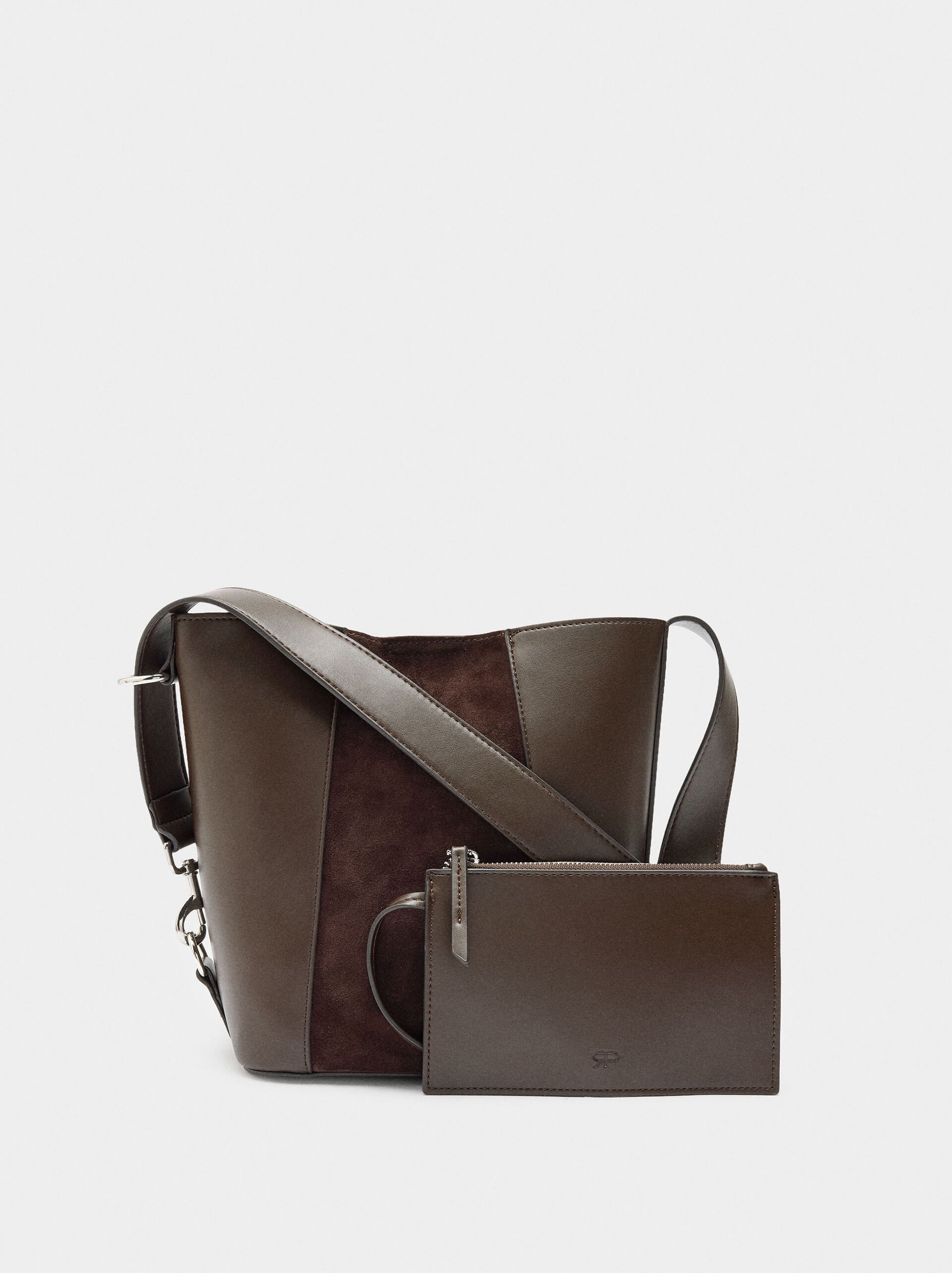 Sac seau avec des détails en cuir image number 2.0