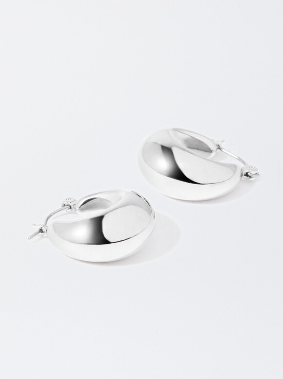 Silver Hoop Earrings, Silver, hi-res