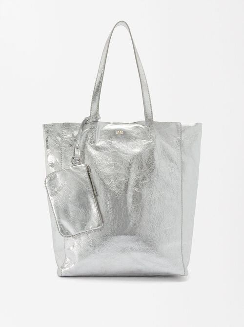 Personalized Metallic Leather Tote Bag