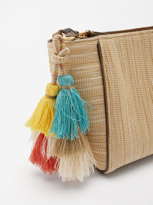 Straw-Effect Crossbody Bag With Pendant image number 2.0