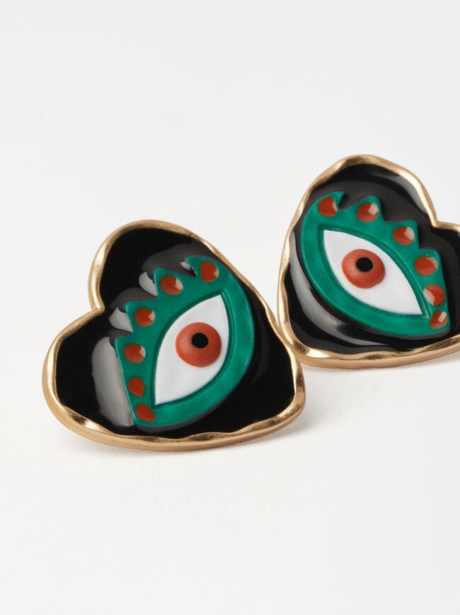 Earrings With Hearts And Eyes