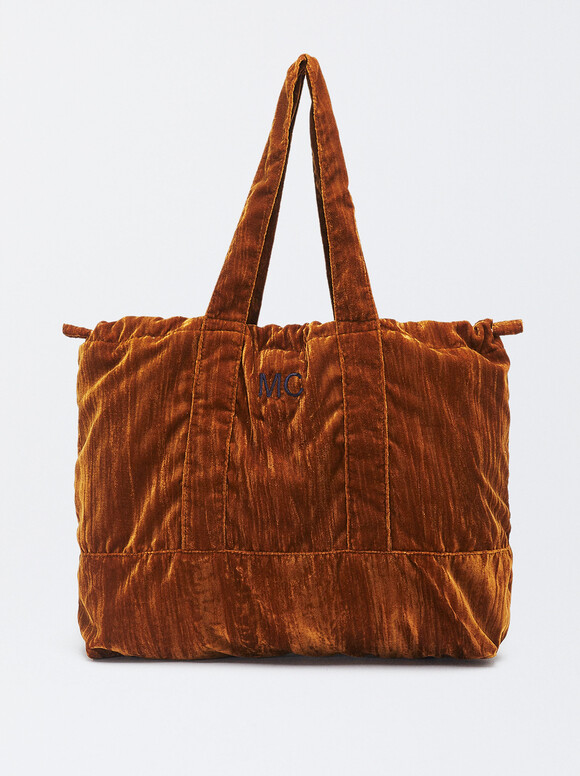Exclusive Online - Personalized Velvet Bag, Mustard, hi-res