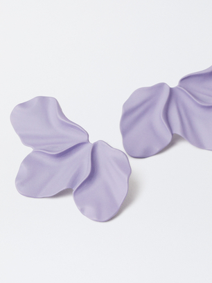 Boucles D'Oreilles Longues Fleur, Violet, hi-res