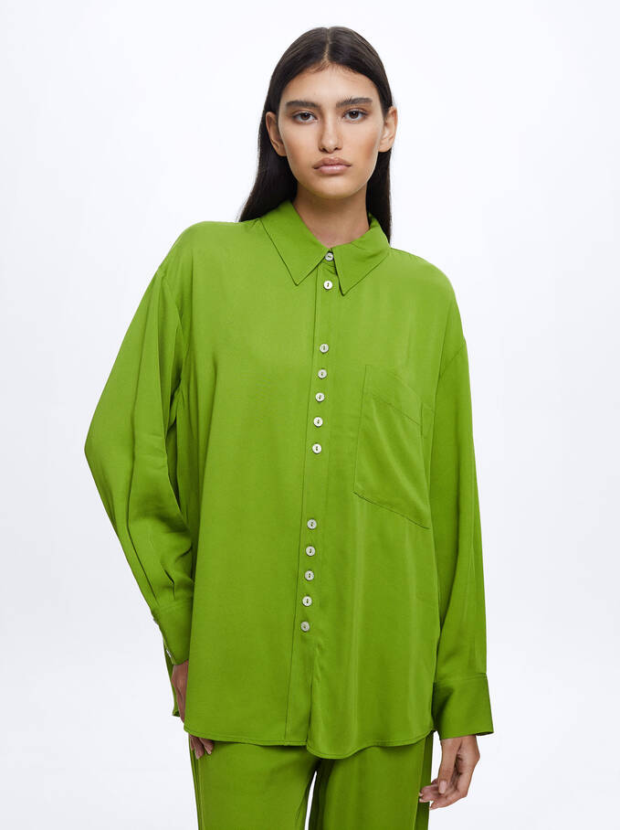 Long-Sleeve Shirt With Pocket, Green, hi-res