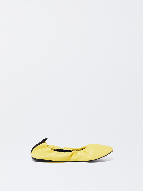 Nylon Animal Print Ballerinas, Yellow, hi-res