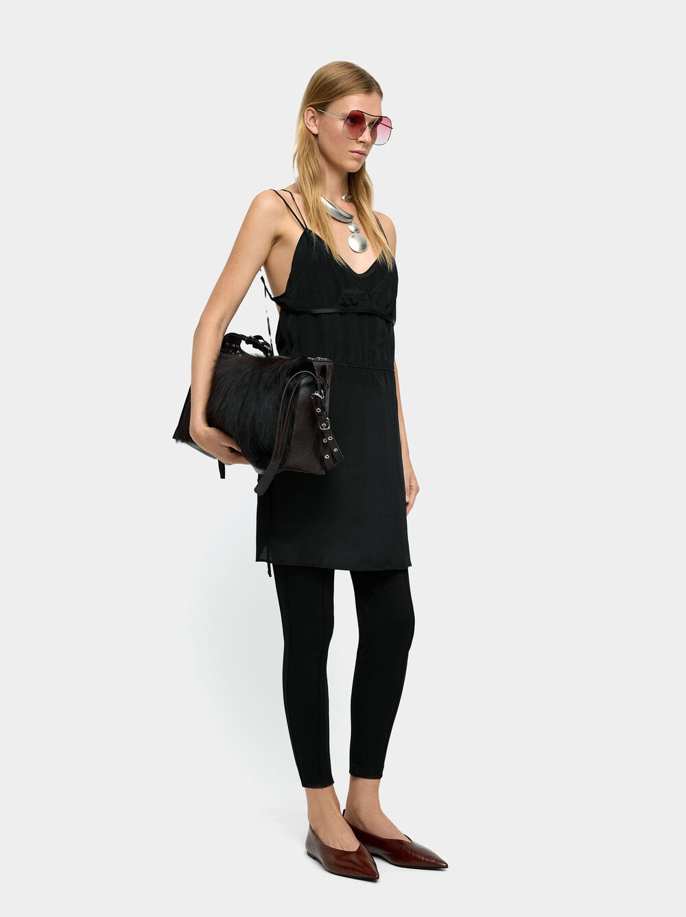 Short dress with silk blend