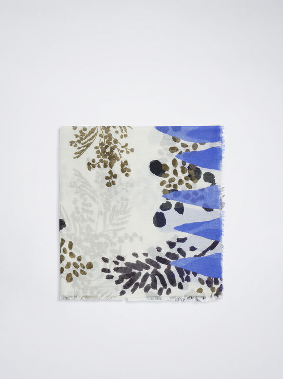 Foulard Imprimé, Bleu, hi-res