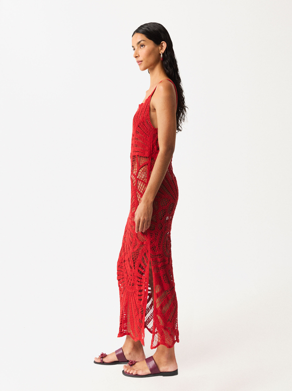 Crochet Dress, Red, hi-res