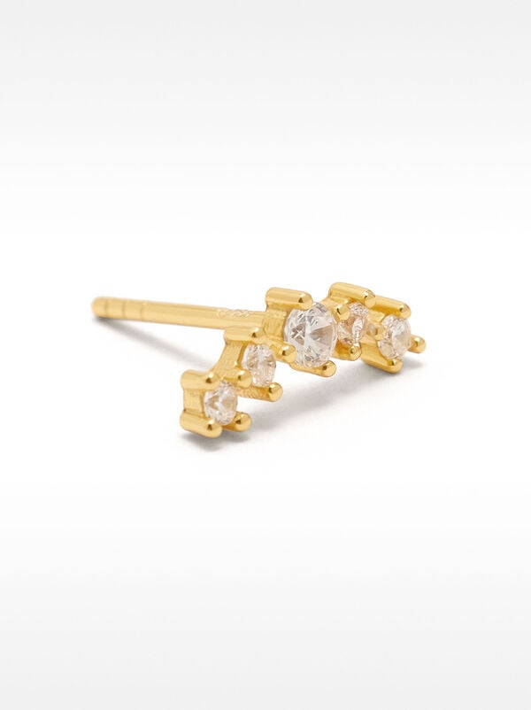 Single earring with zircons - 925 sterling silver