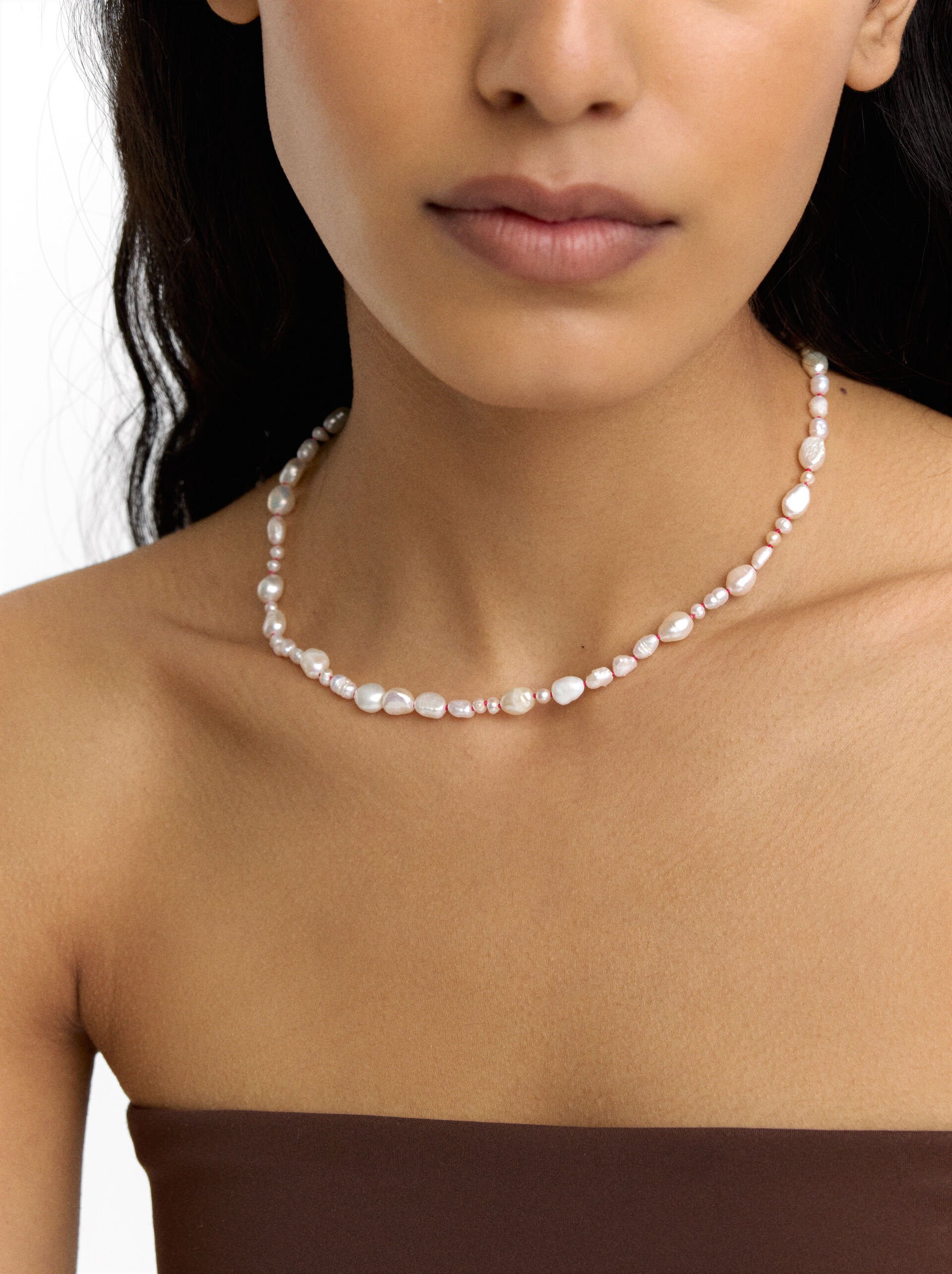 Necklace with freshwater pearls - 925 sterling silver image number 1.0