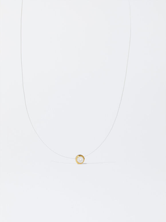 Transparent Yarn Steel Necklace, Golden, hi-res