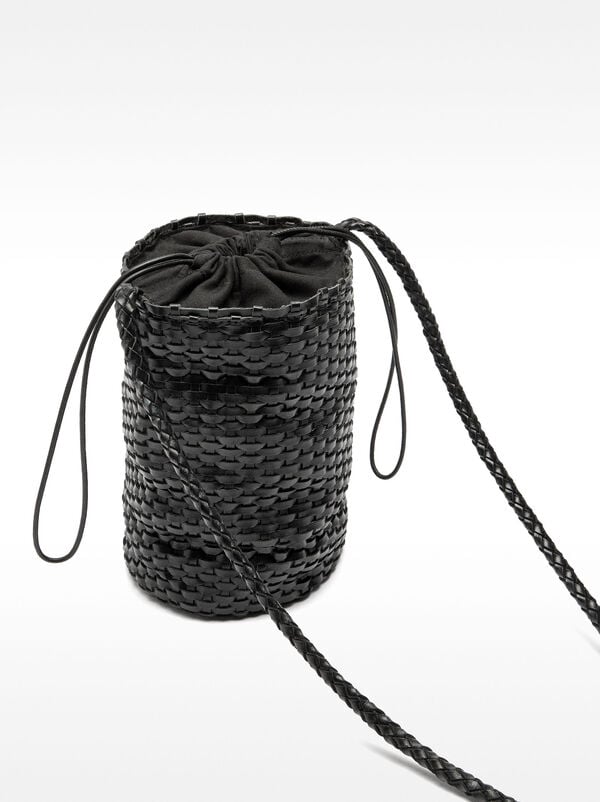 Braided leather bucket bag