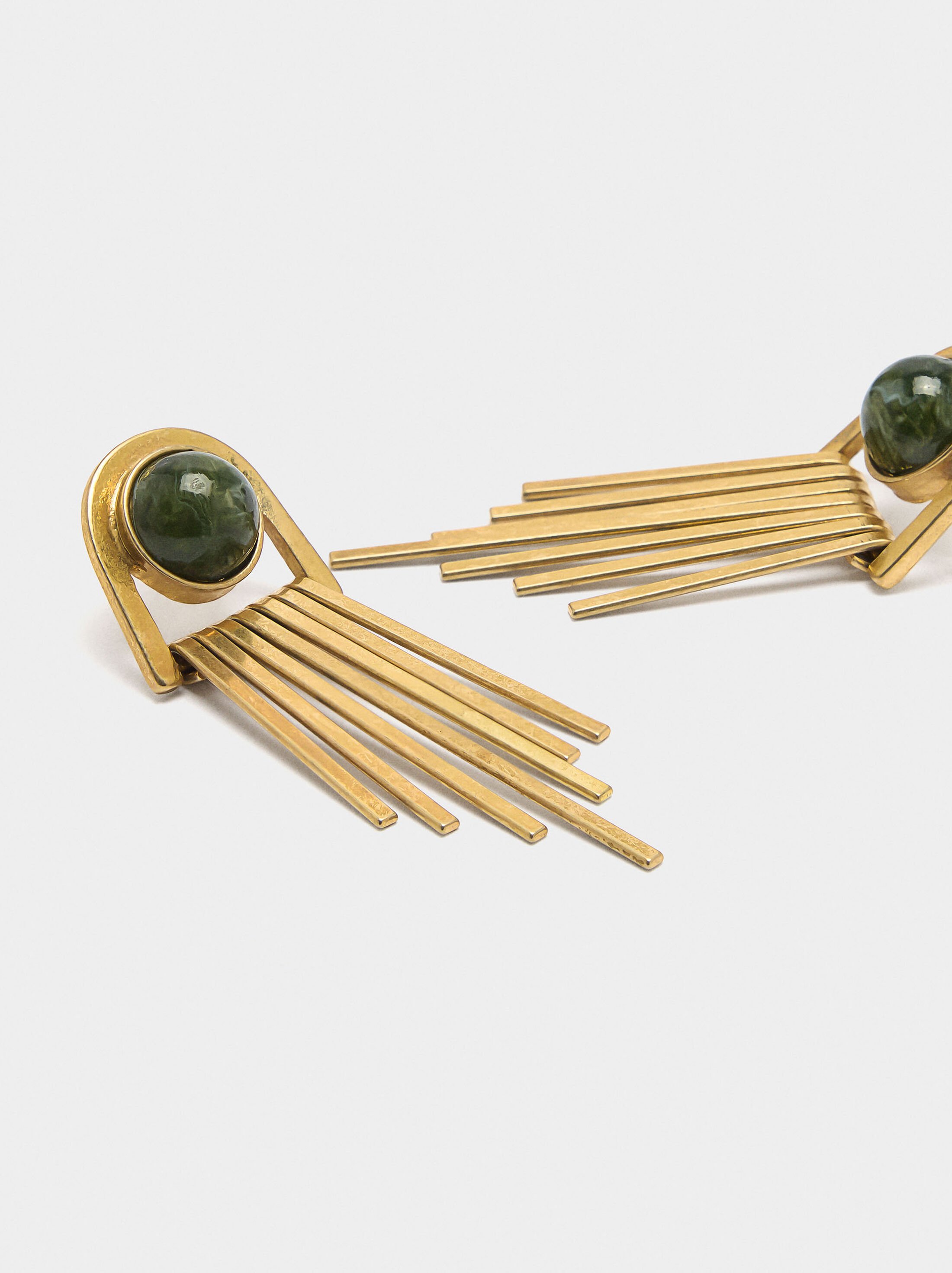 Long earrings with bars and resin image number 1.0