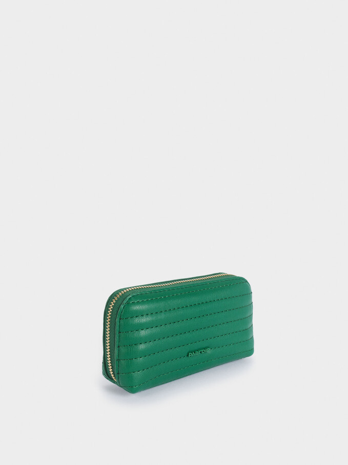 Quilted Coin Purse, Green, hi-res