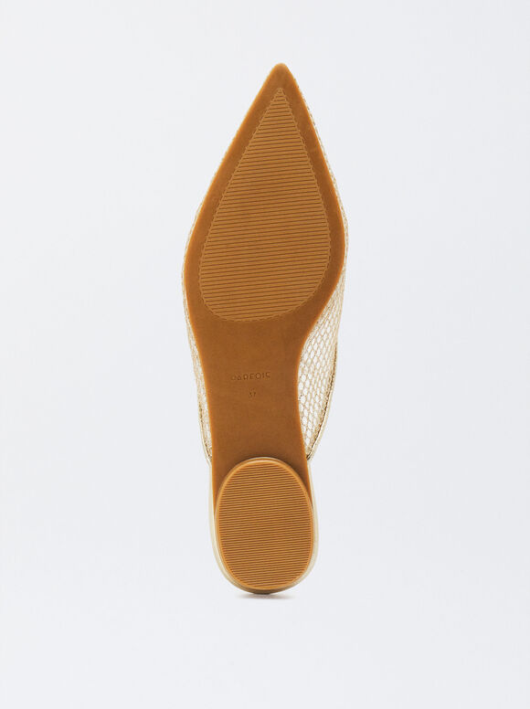 Flat Slingback Shoes, Golden, hi-res