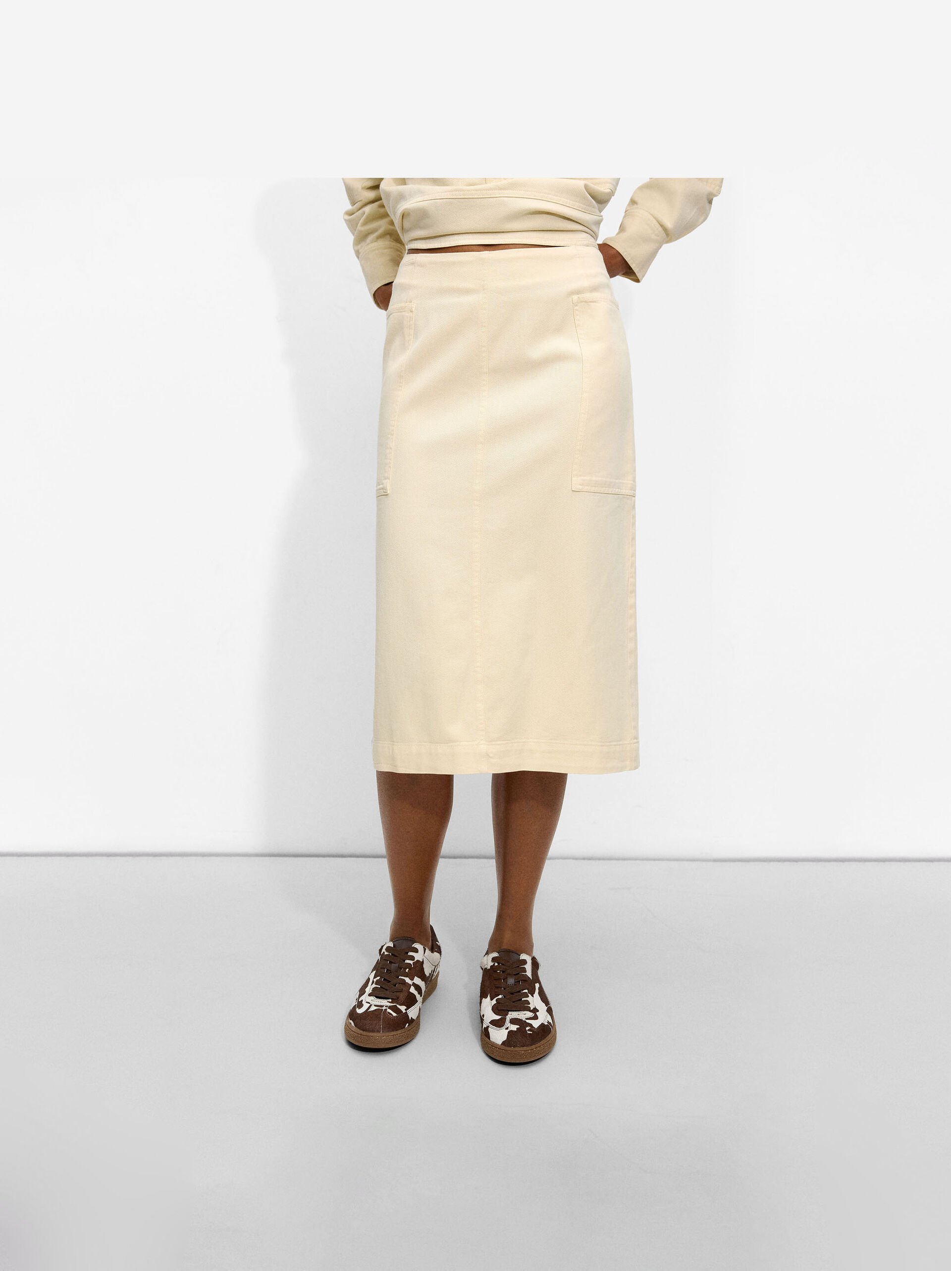 Midi denim skirt image number 7.0